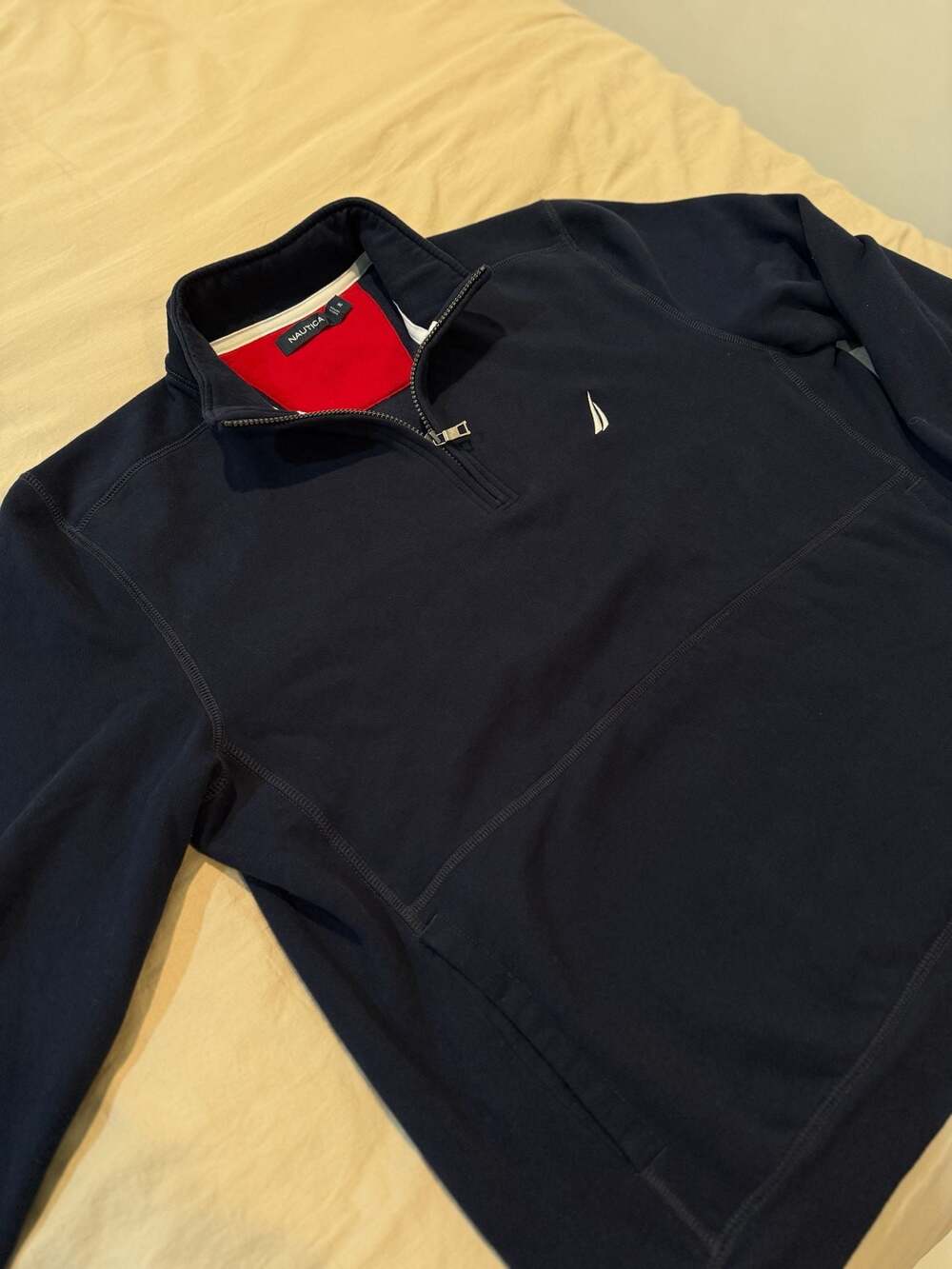 Nautica Navy Blue Quarter-Zip Pullover Sweatshirt Size XL